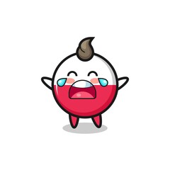 the illustration of crying poland flag badge cute baby