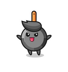 naughty frying pan character in mocking pose