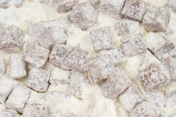 Turkish delight. close up. Delight as background texture