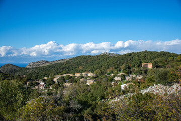 Fototapeta na wymiar Old Perithia village in Corfu 