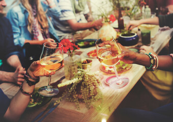 Friends having a summer party