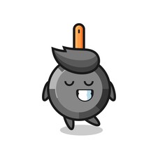 frying pan cartoon illustration with a shy expression
