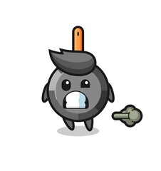 the illustration of the frying pan cartoon doing fart