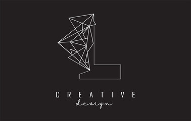 Outline Letter L logo design with broken stone detail. Vector Illustration with geometrical effect.