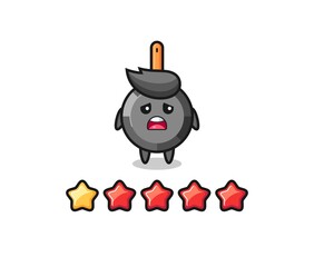 the illustration of customer bad rating, frying pan cute character with 1 star