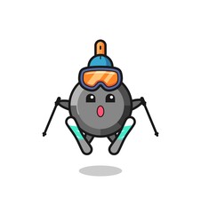frying pan mascot character as a ski player