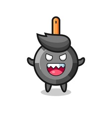 illustration of evil frying pan mascot character