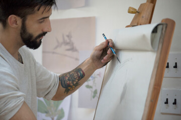 People attending art drawing class