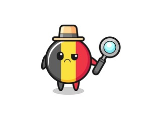 the mascot of cute belgium flag badge as a detective