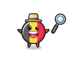 Fototapeta na wymiar illustration of the belgium flag badge mascot as a detective who manages to solve a case