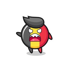 cute belgium flag badge cartoon in a very angry pose