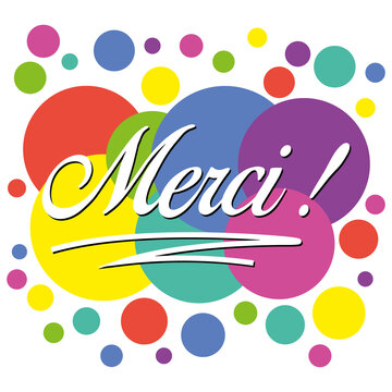 Merci ! Carte de remerciement. Illustration vectorielle en fran&ccedil;ais.