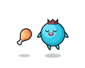 cute blueberry floating and tempted because of fried chicken