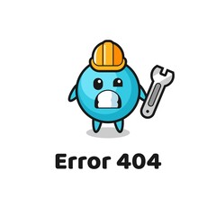 error 404 with the cute blueberry mascot