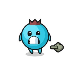 the illustration of the blueberry cartoon doing fart