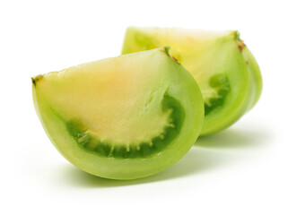 fresh green tomato isolated on white background