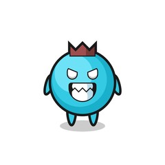 evil expression of the blueberry cute mascot character