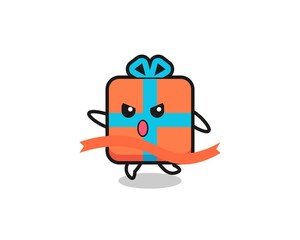 Fototapeta premium cute gift box illustration is reaching the finish