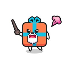 Naklejka premium cute gift box grandpa is getting angry