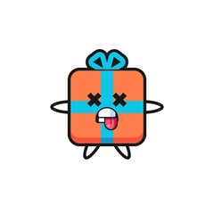Fototapeta premium character of the cute gift box with dead pose
