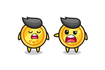 illustration of the argue between two cute medal characters
