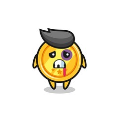 injured medal character with a bruised face