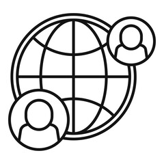 Global online meeting icon, outline style