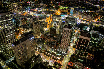 Fototapeta na wymiar Sydney Night View from the sky like a drone image
