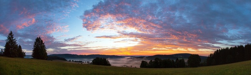 Fototapeta na wymiar Morning panoramic sunset view from zdarske vrchy