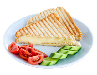Toast with cheddar isolated on a white background. Kasarli tost