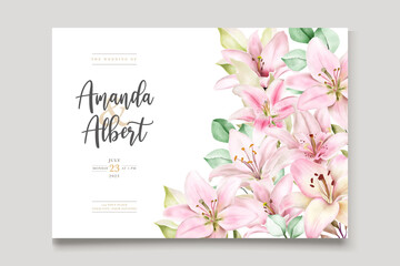 watercolor lily flower invitation card set