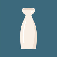 Ceramic vase isolated on Blue background.  Empty vase. Home interior decoration. Trendy Vector illustration.  Design for web and print.