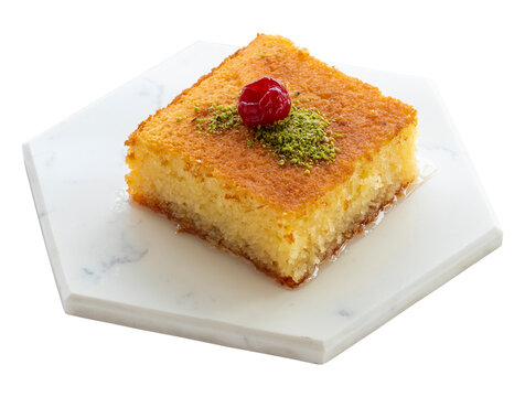 Revani or revene isolated on white background.