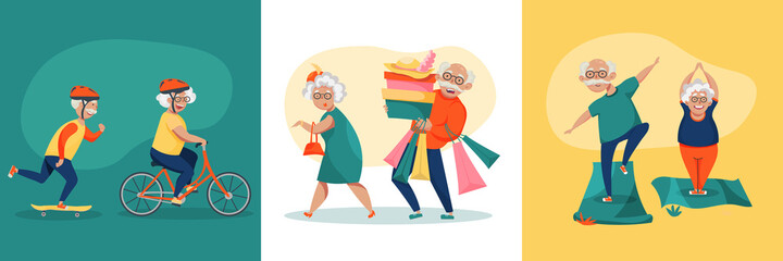 Elderly People Cartoon Concept