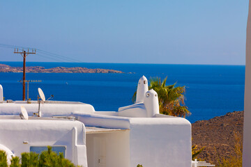 Traditional chimneys at Mykonos island greece cyclades