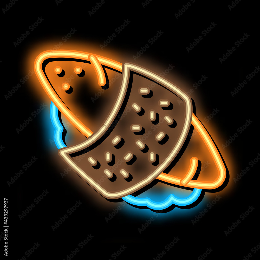 Canvas Prints sushi roll rice fish meat neon light sign vector. glowing bright icon sushi roll rice fish meat sign