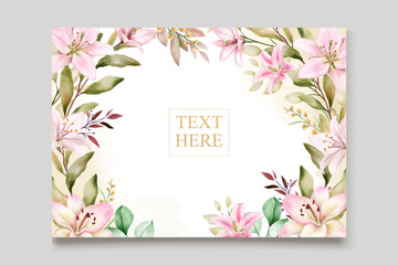 watercolor lily flower invitation card set