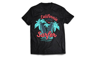 California Super Surfer, Summer Beach T-shirt Design