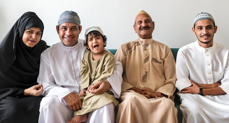 Portrait of a happy Middle Eastern family
