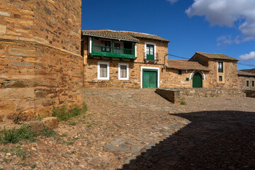 Fototapeta na wymiar Streets of Castrillo de los Polvazares village with the typical houses, Astorga, Leon, Spain.