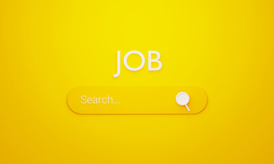 Fototapeta na wymiar 3d rendering online job search concept, Minimal yellow color scheme. Stock illustration
