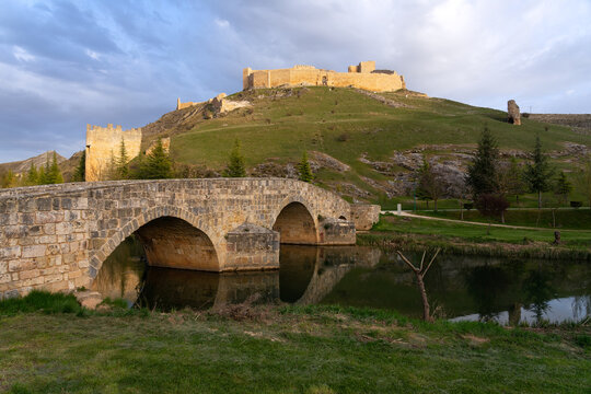 Medieval Castle of Burgo de Osma and the stone bridge, Soria, Castilla y Le&oacute;n, Spain.