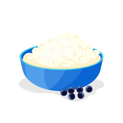 Breakfast. Cottage cheese. The concept of proper nutrition. Probiotic. Icon in cartoon style. Isolated object.