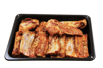 raw pig rib prepared for grill isolated