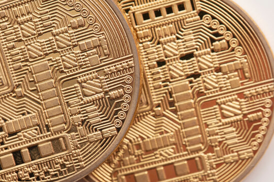 close up of a crypto currency gold alternative coin