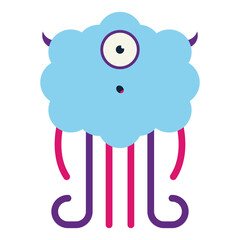 Cute cloud monster vector cartoon character isolated on a white background.