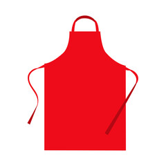 Blank red kitchen apron isolated on white background