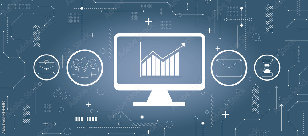 Aufkleber creative digital business interface on grey background. technology, finance and communication concep