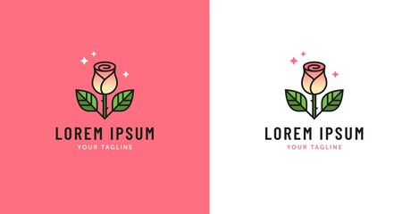 Floral logo with colorful rose flower illustration.