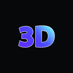3D Text blue gradient vector icon